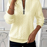 Amalie - Women's Cable Knit Zip Sweater