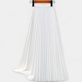 Pleated Satin Maxi Skirt