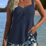 Serafina - Striped Tankini with Bikini Bottom in Two Pieces