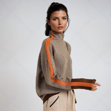 Beatriz | High Neck Sweater with Eye-Catching Contrasting Stripes