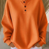 Nuria | Cosy Waffle Knit Henley Sweater
