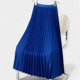 Pleated Satin Maxi Skirt