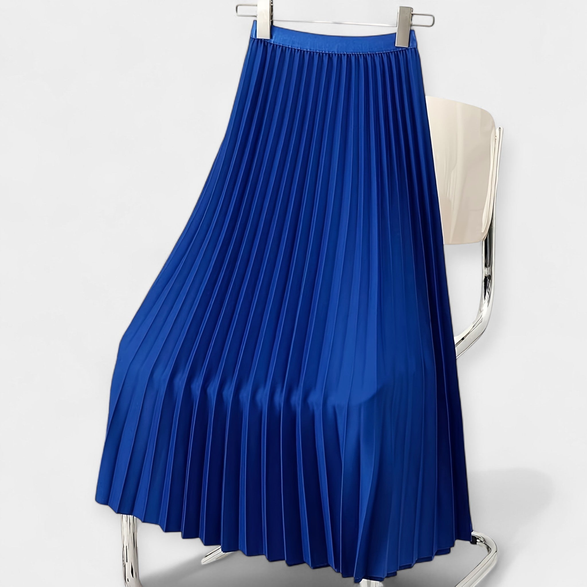 Pleated Satin Maxi Skirt