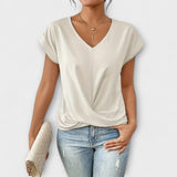 Elena | V-Neck Blouse with Button Detail