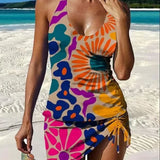Filipa - Floral Graphic Tankini with Shorts, Flat Tummy Effect