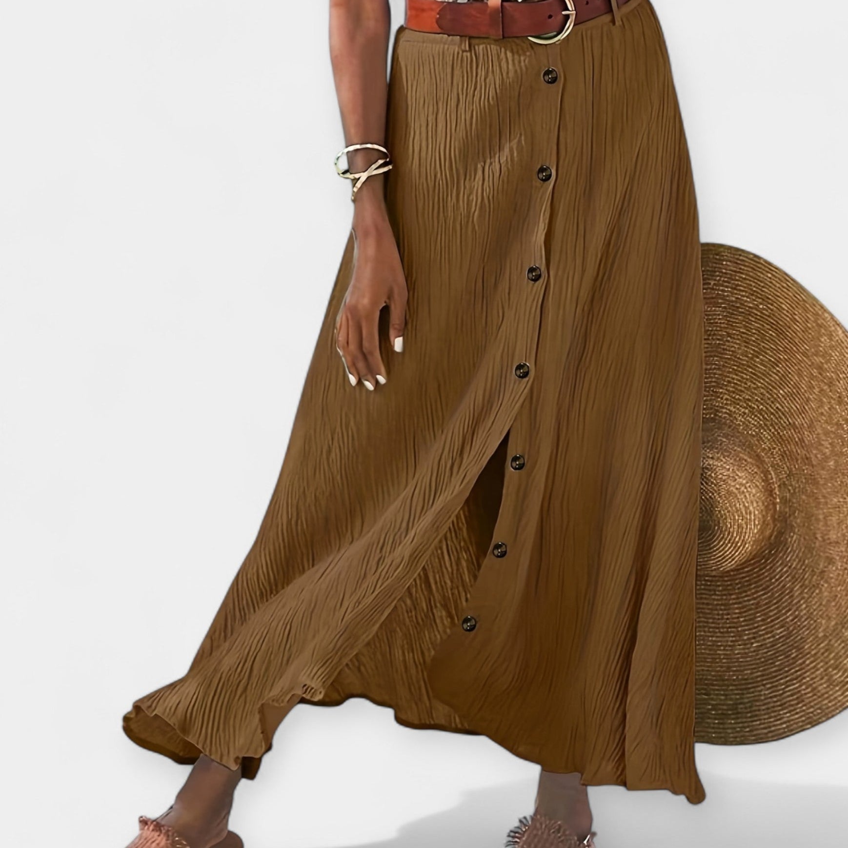 Long Semi-Transparent Skirt with Opening