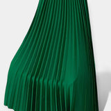 Pleated Satin Maxi Skirt