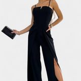 Prescillia Jumpsuit with Spaghetti Straps and Leg Slit