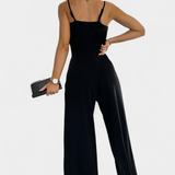 Prescillia Jumpsuit with Spaghetti Straps and Leg Slit