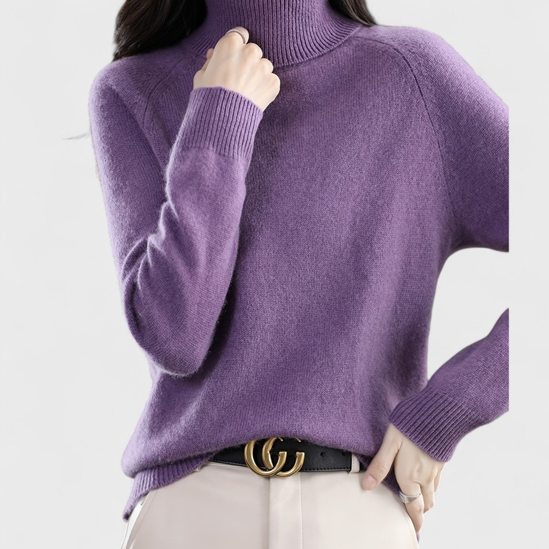 Sapphire - Solid High Neck Sweater