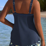 Serafina - Striped Tankini with Bikini Bottom in Two Pieces