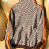 Beatriz | High Neck Sweater with Striking Contrast Stripes