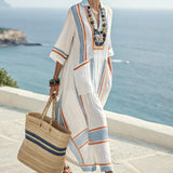 Caftan Dress "Solange" – Blue & Amber