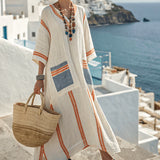 Caftan Dress "Alix" – Orange and Blue from Oia
