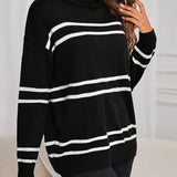 Thea – Striped High Neck Sweater