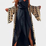 Donatila Cotton Jumpsuit with Side Openings and Crossed Neckline