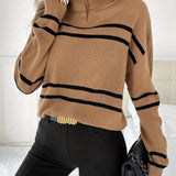 Thea – Striped High Neck Sweater