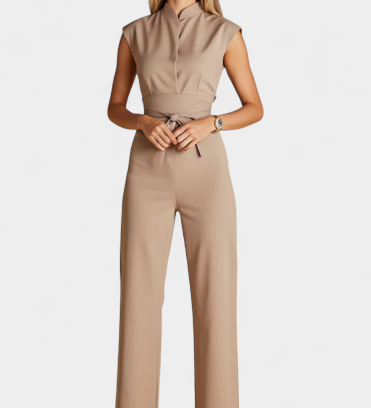 Sleeveless Jumpsuit with Flared Cut