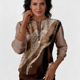 Valeria Brisa™ – Quarter Zip Sweatshirt with Abstract Print