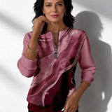 Valeria Brisa™ – Quarter Zip Sweatshirt with Abstract Print