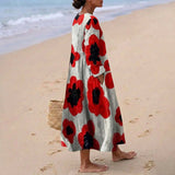 Eugenia - Vestido Maxi Floral en Rojo