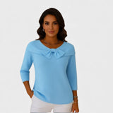 Selena – Women's Sweater with Bow and Round Neck