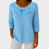 Selena – Women's Sweater with Bow and Round Neck