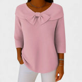 Selena – Women's Sweater with Bow and Round Neck