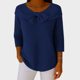Selena – Women's Sweater with Bow and Round Neck