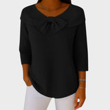 Selena – Women's Sweater with Bow and Round Neck