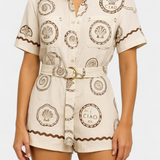 Seashell Mono T-Shirt with Shell Detail and Buttons