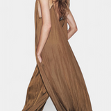 Lucy Long Pleated Jumpsuit with Relaxed Silhouette