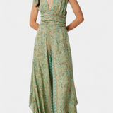 Leandra Mono Fluid Crossed with Green Floral Print
