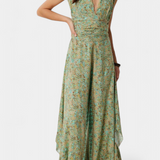 Leandra Mono Fluid Crossed with Green Floral Print