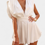 Rosalba Short Jumpsuit with Deep Neckline and Defined Waist