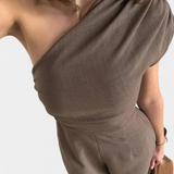 Elegant Magnolia One-Shoulder Dress with Ruching