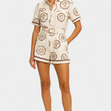 Seashell Mono T-Shirt with Shell Detail and Buttons