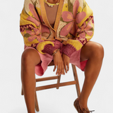 Casey Floral Knit Cardigan with Relaxed Fit