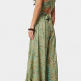Leandra Mono Fluid Crossed with Green Floral Print
