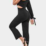 Sahar Asymmetric Jumpsuit with Cut-Out and Long Tied Sleeve