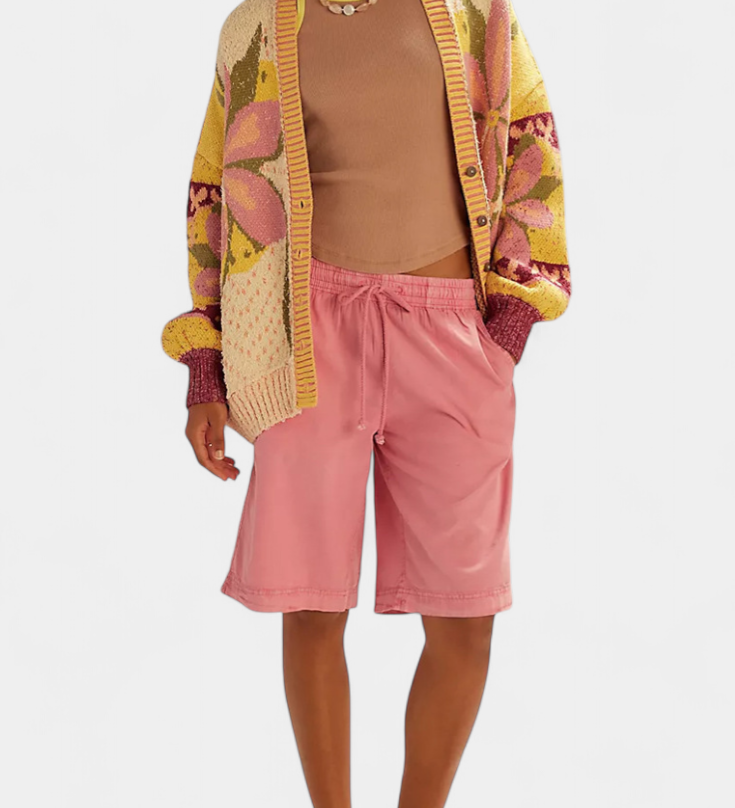 Casey Floral Pattern Knit Cardigan with Loose Fit