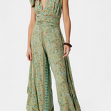 Leandra Mono Fluid Crossed with Green Floral Print