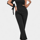 Sahar Asymmetric Jumpsuit with Cut-Out and Long Tied Sleeve