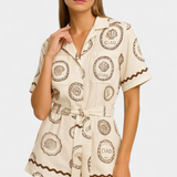 Seashell Mono T-Shirt with Shell Detail and Buttons