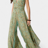 Leandra Mono Fluid Crossed with Green Floral Print