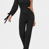 Sahar Asymmetric Jumpsuit with Cut-Out and Long Tied Sleeve