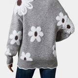 Thea Elegant Floral Sweater with V-Neck