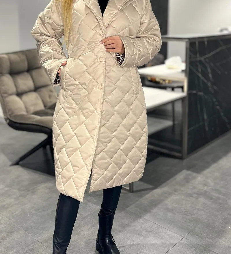 Beata | Reversible Padded Coat with Leopard Lining