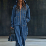 Tiria Long Sleeve Hooded Jumpsuit