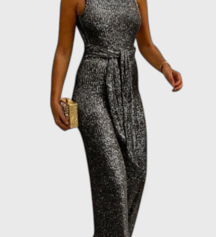 Adele Sequin Jumpsuit with Adjustable Waist